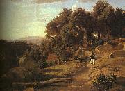  Jean Baptiste Camille  Corot A View near Volterra_1 oil painting on canvas
